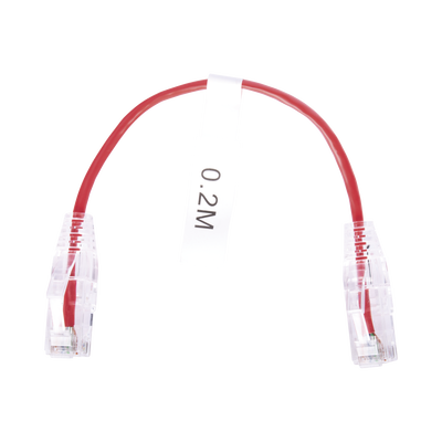 Cable de Parcheo Slim UTP Cat6 - 20 cm Rojo Diámetro Reducido (28 AWG)