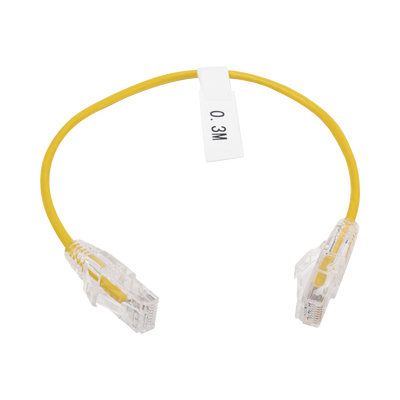 Cable de Parcheo Slim UTP Cat6 - 30 cm Amarillo Diámetro Reducido (28 AWG)