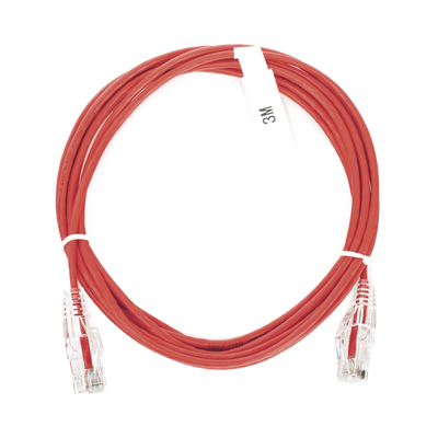 Cable de Parcheo Slim UTP Cat6 - 3 m Rojo Diámetro Reducido (28 AWG)