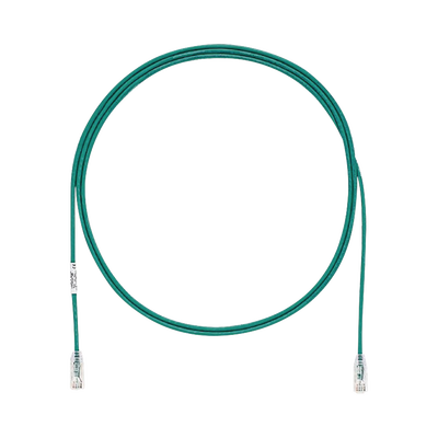 Cable de Parcheo TX6, UTP Cat6, Diámetro Reducido (28AWG), Color Verde, 7ft 