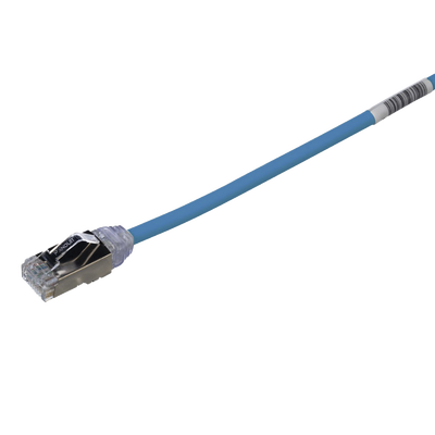 Patch Cord Cat6A, Diametro Reducido 28 AWG, Blindado S/FTP, CM/LS0H, 0.20 m, Color Azul