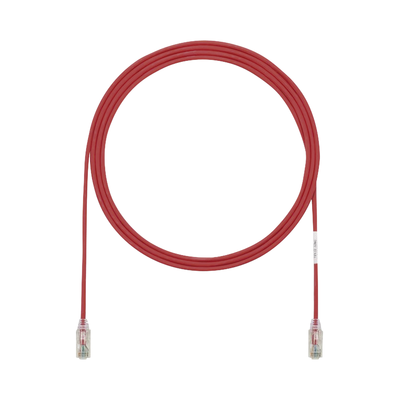 Cable de Parcheo TX6, UTP Cat6, Diámetro Reducido (28AWG), Color Rojo, 1ft 