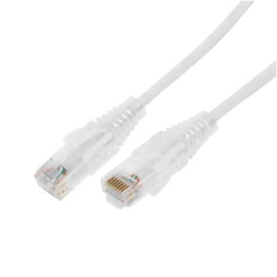 Cable de Parcheo Slim UTP Cat6A - 10 m Blanco, Diámetro Reducido (28 AWG)