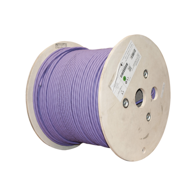 Bobina de Cable Blindado S/FTP de 4 pares, Cat7A, Inmune a Ruido e Interferencias, LS0H (Bajo humo, Cero Halógenos), Color Violeta, 305 m