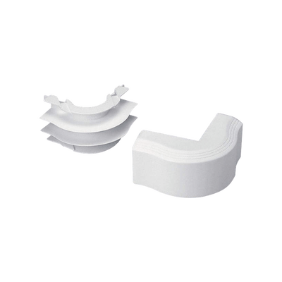 Esquinero exterior, para uso con canaleta T45, Material PVC Rígido, Color Blanco Mate