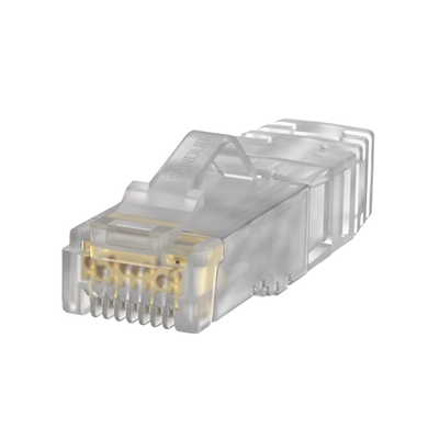 Plug RJ45 Cat6A, Para Cable UTP de Calibre 23-24 AWG, Chapado en Oro de 50 micras, Paquete de 100 piezas