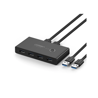 HUB para Compartir 4 Puertos USB 3.0 a 2 PC ́s / Cambio Mediante Botón / Incluye dos cables USB de 1.5 m /  ABS / Permite que 2 Usuarios Compartan 4 Dispositivos Periféricos USB3.0, como una impres