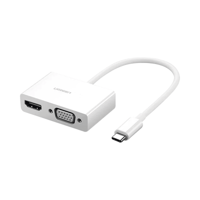 Adaptador USB C a HDMI VGA / Compatible con Thunderbolt 3 / USB 3.1 Tipo C / HDMI 4K*2K @30Hz / VGA 1920*1080@60hz / Salidas Simultaneas en Modo Espejo / Caja de ABS / No requiere Controlador / Chip I