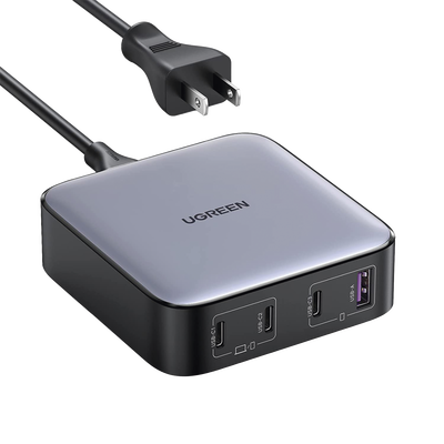 Cargador de escritorio de 100W / 4 Puertos de Carga Rápida / 3 USB-C / 1 USB-A / Tecnología GaN II +SIC / Power Delivery 3.0 / Quick Charge 4.0 / Chip Confiable y Carga Inteligente / Optimiza la Exp