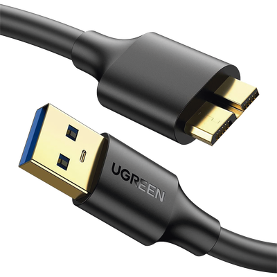 Cable Adaptador USB-A 3.0 a Micro USB 3.0 / 0.5 Metros / Carga y Sincronización de Datos / Velocidad de hasta 5 Gbps / Blindaje Interior Múltiple / Núcleo de Cobre Estañado de 22 AWG / Compatibili