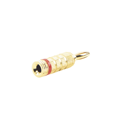 Conector Banana Tipo Tornillo para Bocinas | Instalaciones Profesionales de Audio | Chapado en Oro | Color Rojo (1 Pieza)