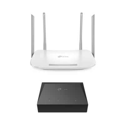 Kit de ONU Gigabit XZ000G3 con Router Router Inalámbrico ISP doble banda AC, Hasta 1167 Mbps, 4 antenas externas omnidireccional, Puertos Gigabit