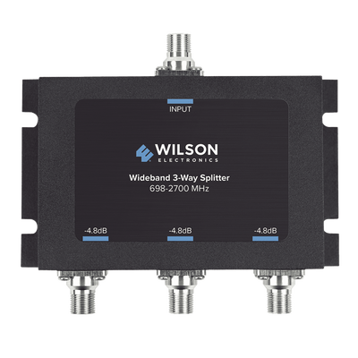 Divisor de potencia de 3 vías para la distribución de señal a tres antenas de servicio | 4.8 dB de pérdida por puerto | Conectores F hembra