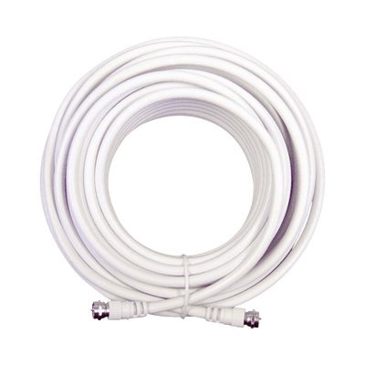 Jumper Coaxial con Cable Tipo RG-6 en Color Blanco de 15.24 Metros de Longitud y Conectores F Macho en Ambos Extremos. 75 Ohm de Impedancia.