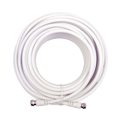 Jumper Coaxial con Cable Tipo RG-6 en Color Blanco de 6.09 Metros de Longitud y Conectores F Macho en Ambos Extremos. 75 Ohm de Impedancia.