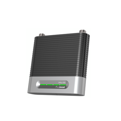 Amplificador Office 100 para 4G, 3G, 2G y llamada VoLTE y convencional. Especial para personalizarlo con antenas, cables y accesorios de acuerdo al requerimiento de la instalación. Puede cubrir área