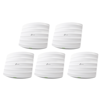 Kit de 5 Puntos de Accesso Omada doble banda 802.11ac, MU-MIMO, PoE af y PoE Pasivo, soporta hasta 100 clientes, hasta 1350 Mbps.