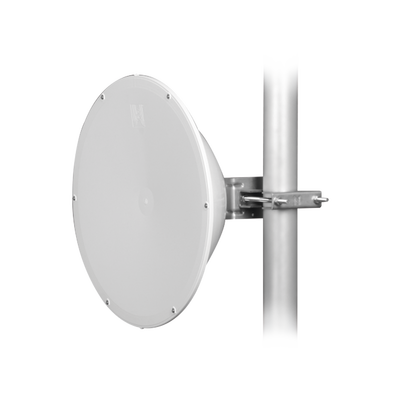 Antena direccional de Alto Rendimiento/ Parábola profunda para mayor aislamiento al ruido / 24.5 dBi / (4.9 - 6.4 GHz) / Conectores N-Hembra / Fácil Montaje y Soporte de acero inoxidable /  Radomo I