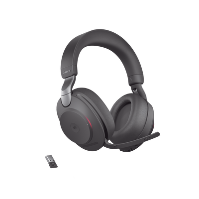 Jabra Evolve2 85, Auricular stereo versión MS con cancelación de ruido activa, dongle USB-A indicador de ocupado (Busylight)(28599-999-999)