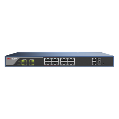 Switch PoE 250 Metros Larga Distancia / Administrable / Configuración WEB / 16 Puertos 802.3at (30 W) 100 Mbps + 2 Puertos Gigabit + 2 Puertos SFP