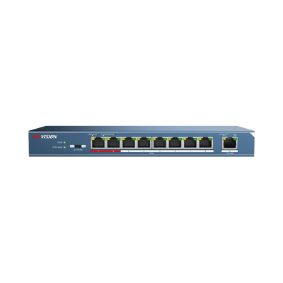 Switch PoE+ / No Administrable / 8 puertos 10/100 Mbps + 1 puerto 10/100 de Uplink / PoE hasta 250 metros / 110 W 