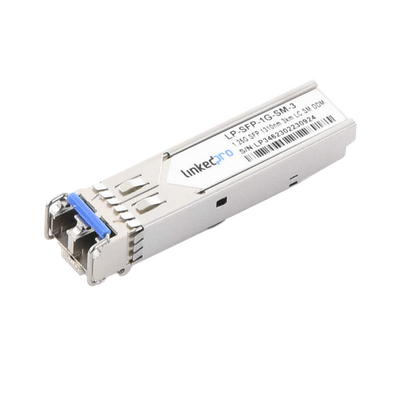 Transceptor SFP (Mini-Gbic) / Monomodo / 1.25 Gbps de velocidad / Conectores LC Dúplex / Hasta 3 km de Distancia