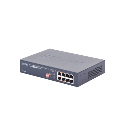 Switch PoE no Administrable, 8 Puertos 10/100/1000 Mbps con 4 Puertos PoE 802.3af/at, Modo Extender Hasta 250 mts