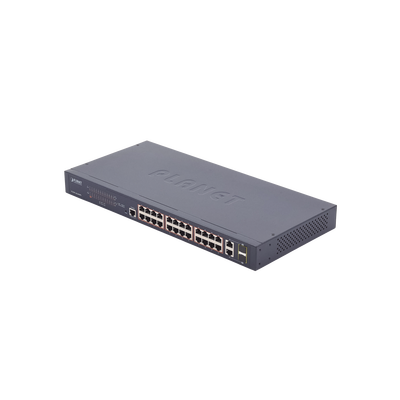 Switch administrable de 24 puertos 10/100TX PoE+ y 2 puertos combo TP/SFP Gigabit