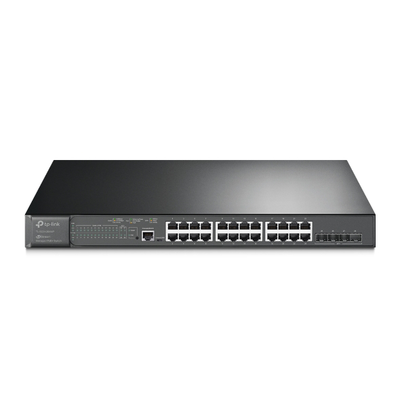 Switch PoE+ JetStream SDN Administrable 24 puertos 10/100/1000 Mbps + 4 puertos SFP+, 24 puertos PoE+, 384W, administración centralizada OMADA SDN 