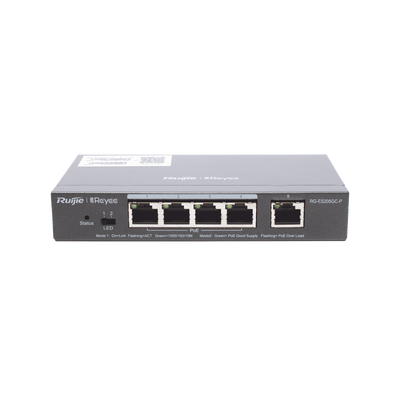 Switch Administrable PoE con 5 puertos Gigabit, 4 PoE 802.3af/at, gestión gratuita desde la nube, 54w