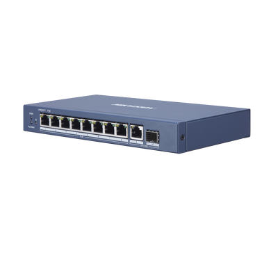 Switch Gigabit PoE+ / No Administrable / 8 Puertos 10/100/1000 Mbps PoE+ / 1 Puerto 10/100/1000 Mbps de Uplink + 1 Puerto SFP /  110 W 