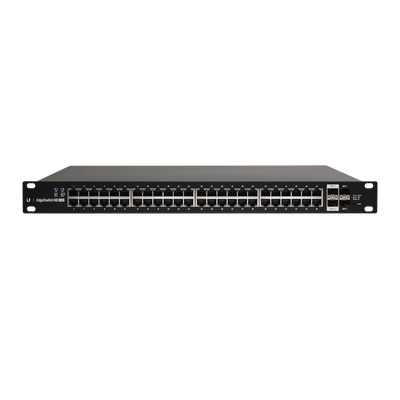 Switch EdgeMAX Administrable de 48 Puertos Gigabit con PoE+/PoE Pasivo 24V + 2 Puertos SFP + 2 Puertos SFP+, 750 W