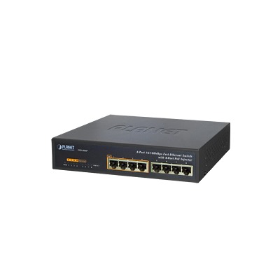 Switch no administrable PoE de 8 puertos 10/100 Mbps con 4 puertos PoE 802.3af