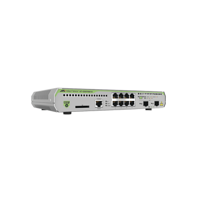 Switch Administrable CentreCOM GS970M, Capa 3 de 8 Puertos 10/100/1000 Mbps + 2 puertos SFP Gigabit