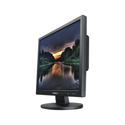 Monitor Profesional LED de 19" con Cristal templado ideal para Videovigilancia / Uso 24/7 / Resolución 1280x1024p/ Entradas de video HDMI, VGA y BNC 