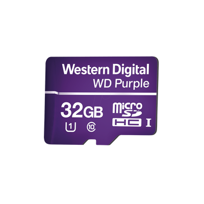 Memoria microSD de 32GB PURPLE, Especializada Para Videovigilancia, 10 VECES MAYOR DURACIÓN, 3 AÑOS DE GARANTIA