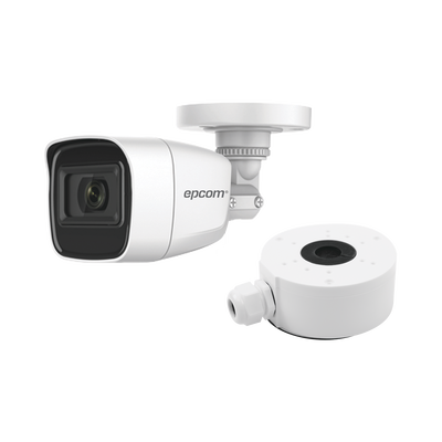 KIT DE CÁMARA + MONTAJE / Cámara Bala TURBOHD 2 Megapixel (1080p) / Gran Angular 106° / Lente 2.8 mm / 25 mts IR EXIR / Exterior IP66 / 4 Tecnologías / dWDR