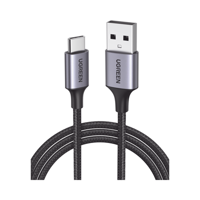 Cable USB A a USB C / 2 Metros  / Carcasa de Aluminio / Nylon Trenzado / Transferencia de Datos Hasta 480 Mbps / Soporta Carga Rápida de hasta 60W, 20V 3A / 2 años de  Garantía