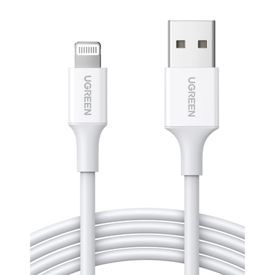 Cable USB-A a Lightning / Certificado MFi / 1 Metro / Adecuado para iPhone, iPad y iPod / Carga y Sincronización de Datos / Velocidad de hasta 480 Mbps / 5V 2.4 A / Protección de PVC y Forro de TPE.