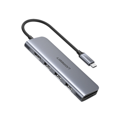 HUB USB-C Multipuertos / HDMI 4K@30Hz  / 3 Puertos USB-A 3.0 / Lector Tarjeta SD+TF (Uso Simultáneo) / 6 en 1 / Carcasa de Aluminio.