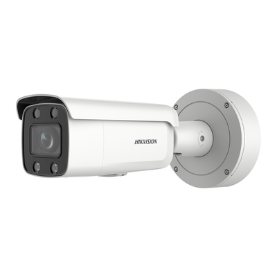 Bullet IP 4 Megapixel / Imagen a Color 24/7 / Lente 3.6 - 9 mm / Luz Blanca 60 mts / WDR 130 dB / Exterior IP67 / Captura Facial / Videoanaliticos (Filtro de Falsas Alarmas) / MicroSD