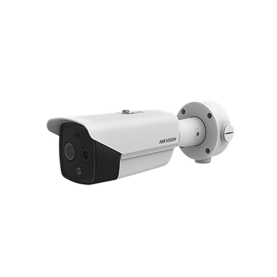 Bala IP Dual / Térmica 6.2 mm (160 x 120) / Óptico 8 mm (4 Megapixel) / DETECCIÓN DE PERSONAS 182 m / 40 mts IR / Exterior IP67 / PoE  / Termométrica / Detección de Fuego / Detección de T / Micr