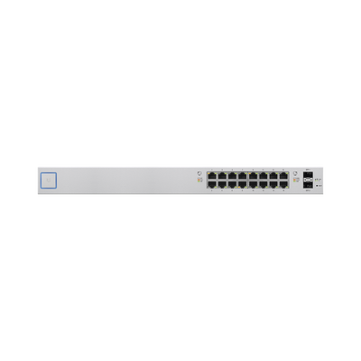 Switch UniFi administrable de 18 puertos (16 Gibabit PoE+ 802.3at/af y pasivo 24V + 2 SFP) 150 Watts