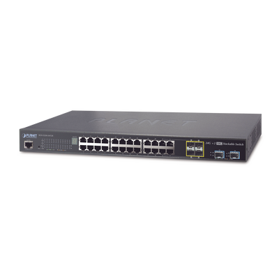 Switch de Acceso Stack Capa 2+ de 24 puertos + 4 compartidos TP/SFP + 2 Puertos 10G SFP+  Stack