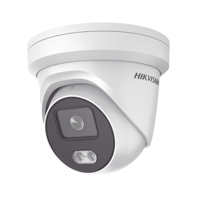 Turret IP 4 Megapixel / Imagen a Color 24/7 / Lente 4 mm / Luz Blanca 30 mts / WDR 130 dB / Exterior IP67 / Micrófono Integrado / Captura Facial / Videoanaliticos (Filtro de Falsas Alarmas) / Metal /